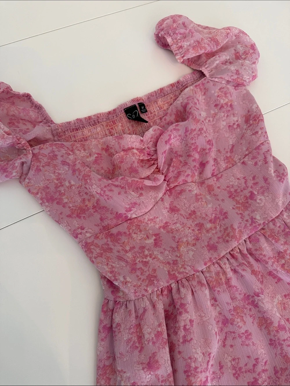 Pink Floral Ruffle Dress